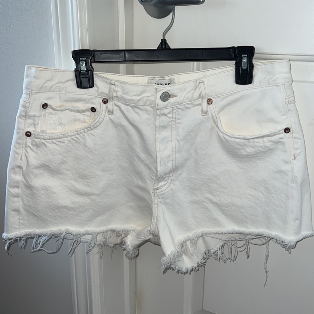 Agolde Parker Cut-Off Denim Shorts in White Size 31 - Picture 2 of 4
